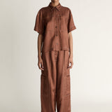 Lee Mathews Sloane Short Sleeve Shirt in Copper