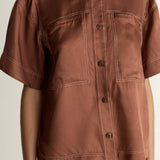Lee Mathews Sloane Short Sleeve Shirt in Copper