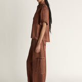 Lee Mathews Sloane Short Sleeve Shirt in Copper