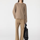 Bassike Slouch L/S Sweat in Brown Stripe and Taupe