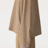 Bassike Slouch L/S Sweat in Brown Stripe and Taupe