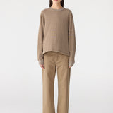 Bassike Slouch L/S Sweat in Brown Stripe and Taupe