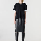 Bassike Slouch Turnback T-Shirt in Black and White