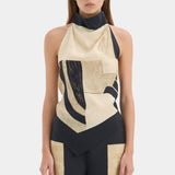 Sir Sona Halter Tie Top in Geo Scape - outfit inspiration