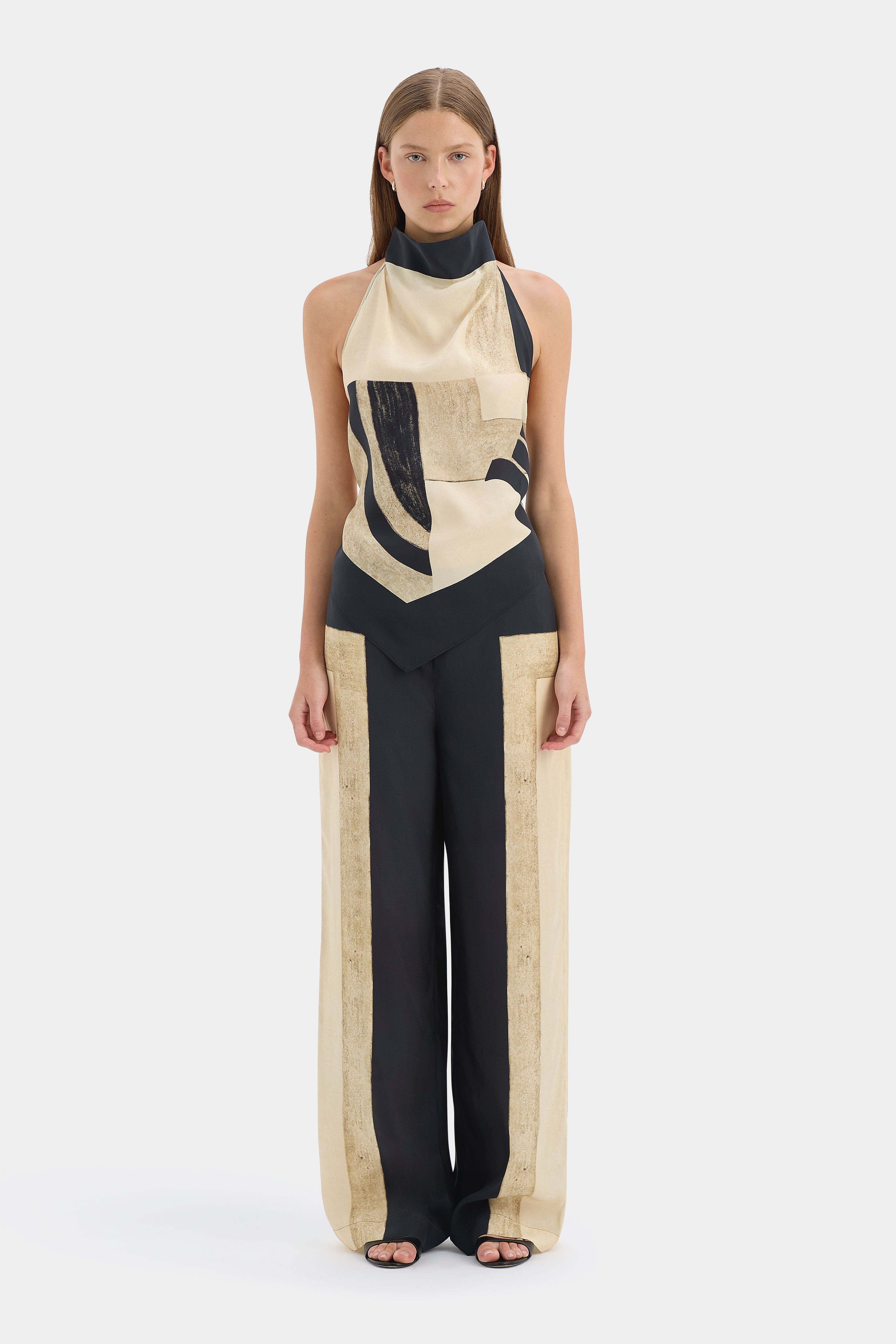 Sir Sona Halter Tie Top in Geo Scape - side view