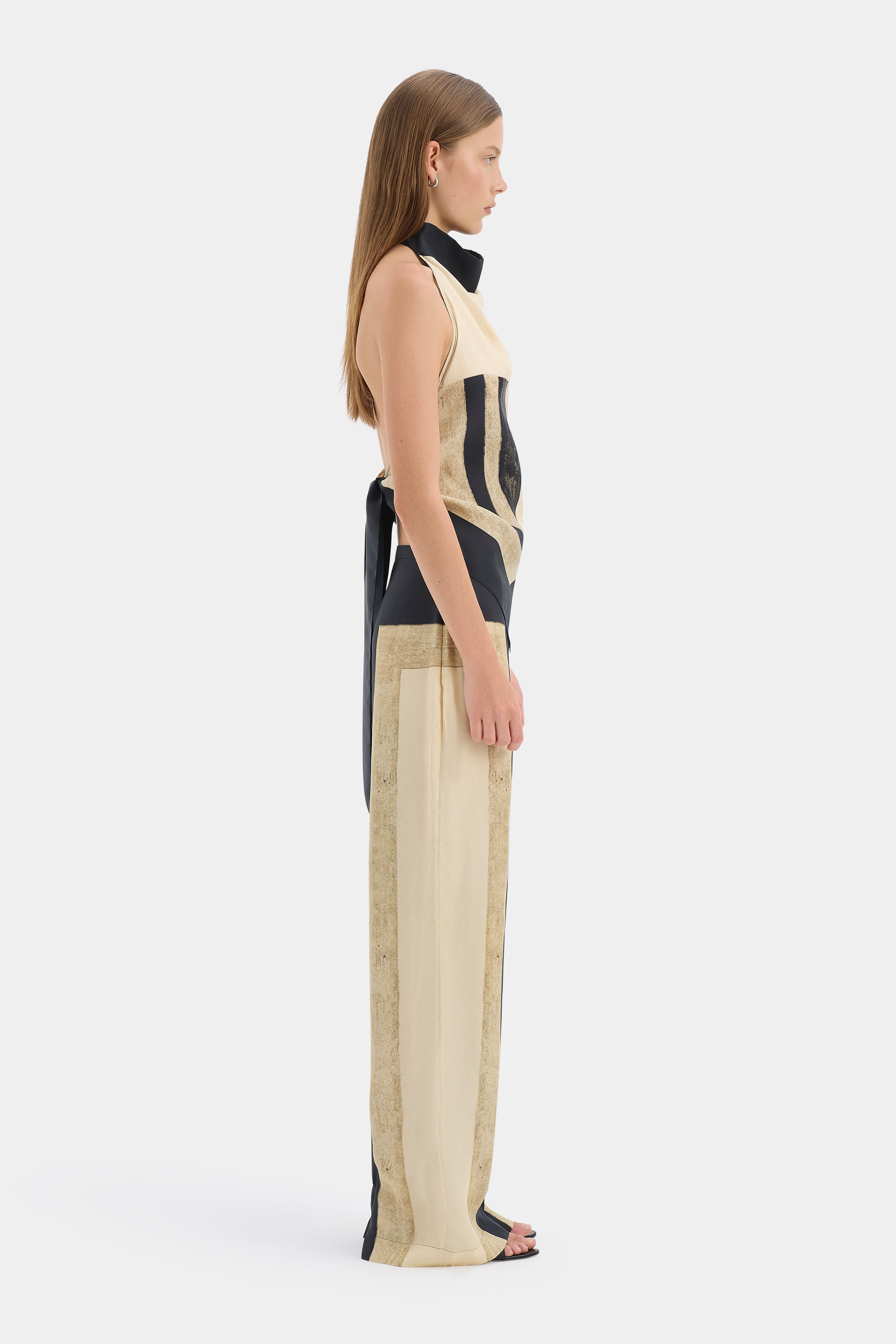 Sir Sona Halter Tie Top in Geo Scape - detail view