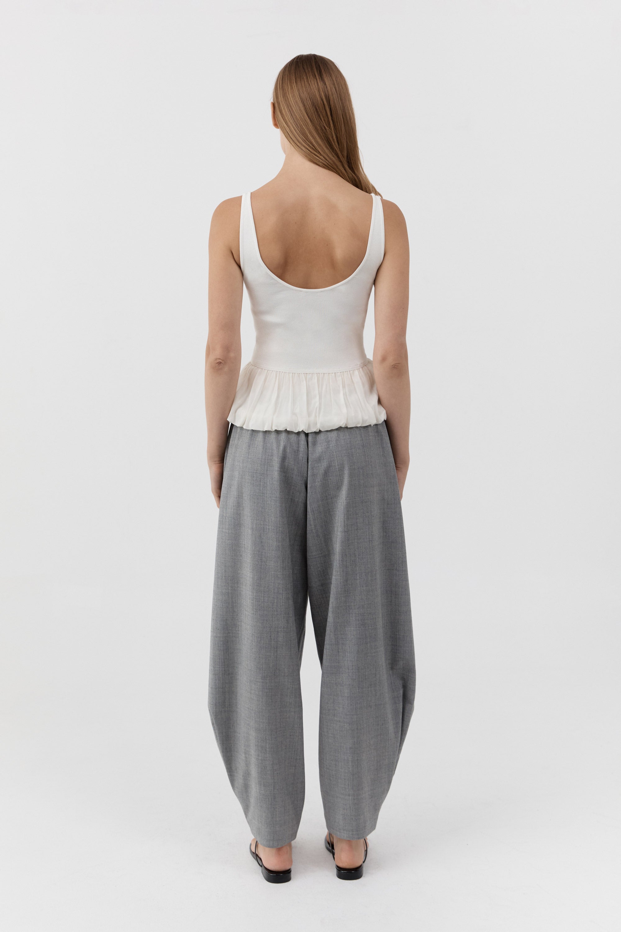 St Agni Balloon Ballet Top in Talco - outfit inspiration