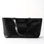 St Agni Carryall Tote in Croc Embossed Black - close up