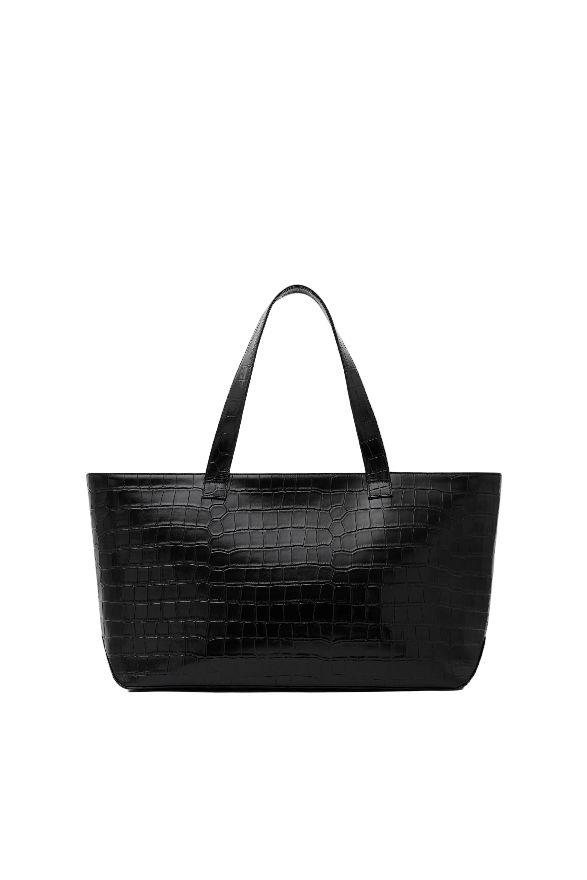 St Agni Carryall Tote in Croc Embossed Black