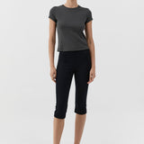 St Agni Compact Cotton Capri Pants in Black - side view