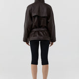 St Agni Compact Cotton Capri Pants in Black - close up