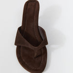 St Agni Everyday Thong Heel 50 in Coffee Suede - detail view