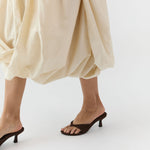 St Agni Everyday Thong Heel 50 in Coffee Suede - styled look