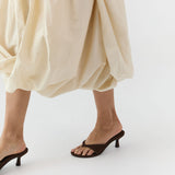 St Agni Everyday Thong Heel 50 in Coffee Suede - styled look
