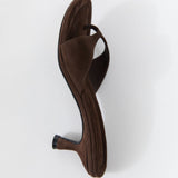 St Agni Everyday Thong Heel 50 in Coffee Suede - outfit inspiration