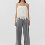 St Agni Fringe Tie Top in Talco - side view