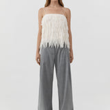 St Agni Fringe Tie Top in Talco - side view