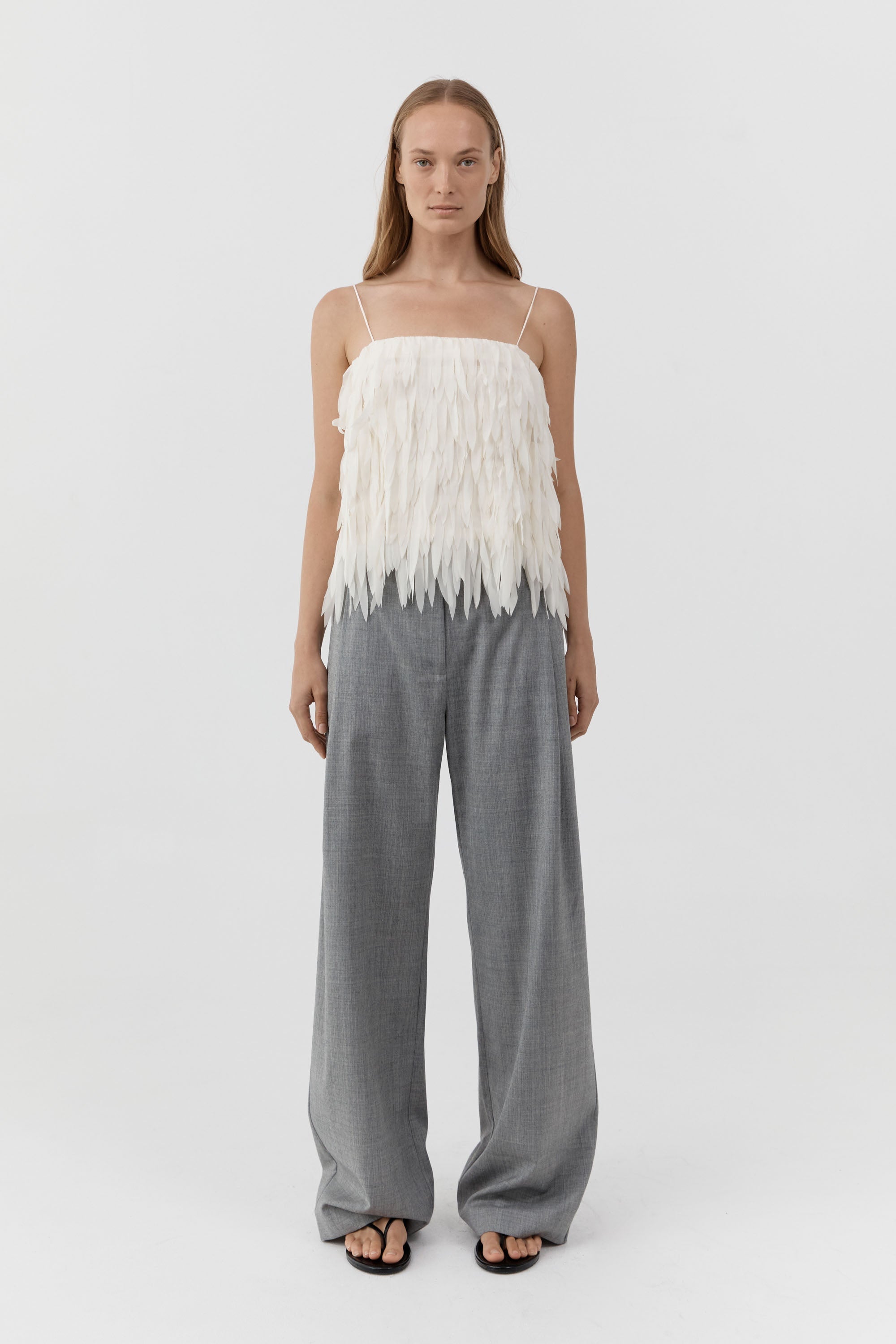 St Agni Fringe Tie Top in Talco - side view
