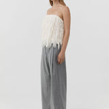 St Agni Fringe Tie Top in Talco - styled look
