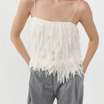 St Agni Fringe Tie Top in Talco - close up