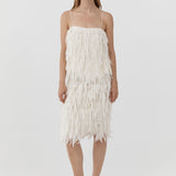 St Agni Fringe Tie Top in Talco - close up