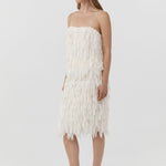 St Agni Fringe Tie Top in Talco - close up