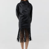 St Agni Leather Fringe Skirt in Black - side view