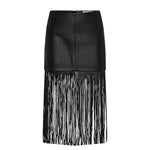 St Agni Leather Fringe Skirt in Black