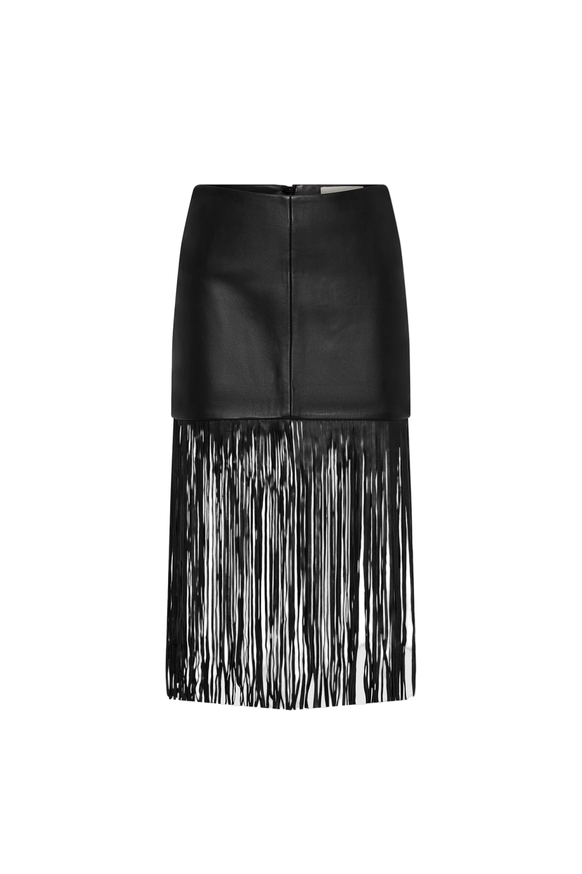 St Agni Leather Fringe Skirt in Black