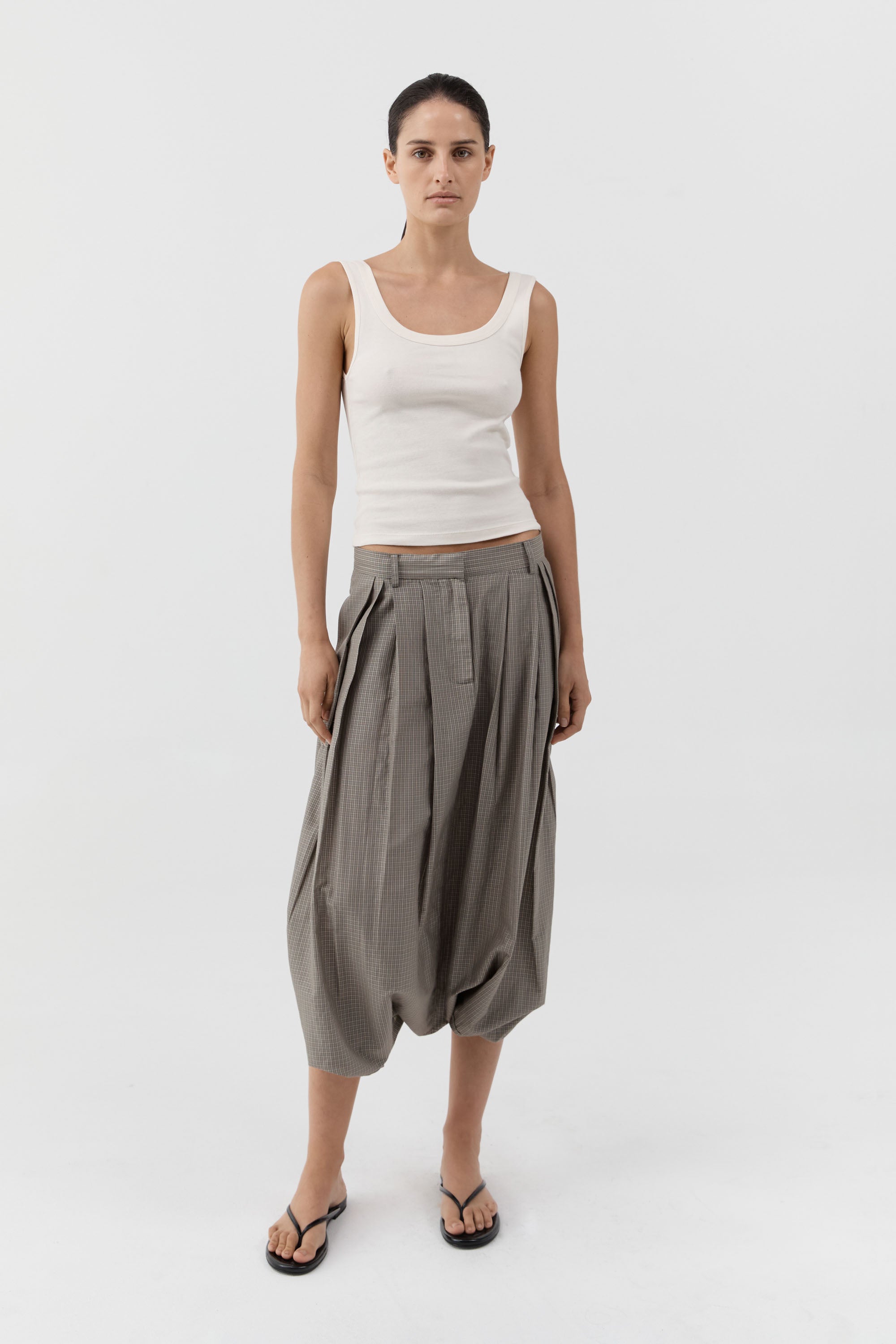 St Agni Organic Cotton Scooped Ballerina Top in Talco - side view