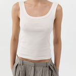St Agni Organic Cotton Scooped Ballerina Top in Talco - detail view
