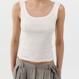 St Agni Organic Cotton Scooped Ballerina Top in Talco - detail view