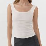 St Agni Organic Cotton Scooped Ballerina Top in Talco - close up
