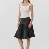St Agni Organic Cotton Scooped Ballerina Top in Talco - close up