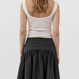 St Agni Organic Cotton Scooped Ballerina Top in Talco - close up