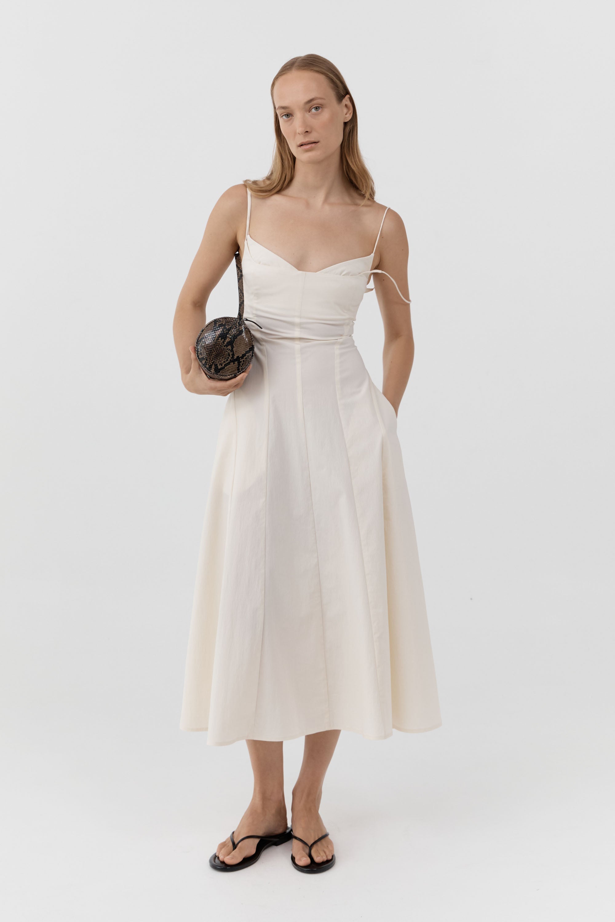 St Agni Panelled Bustier Dress in Talco - detail view