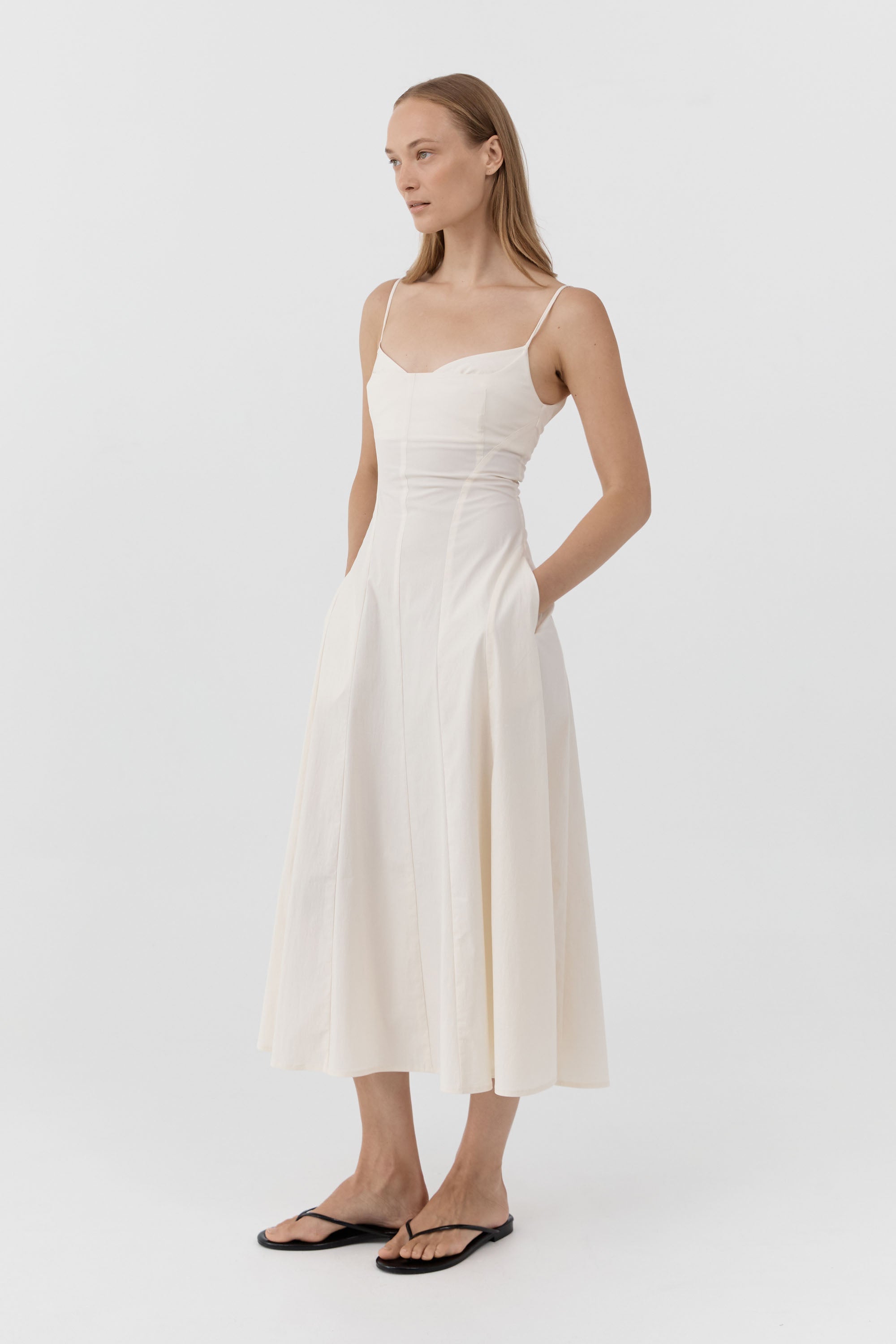 St Agni Panelled Bustier Dress in Talco - styled look