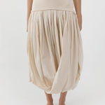 St Agni Raw Silk Asymm Balloon Dress in Cloud Cream - detail view