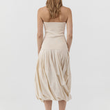St Agni Raw Silk Asymm Balloon Dress in Cloud Cream - outfit inspiration