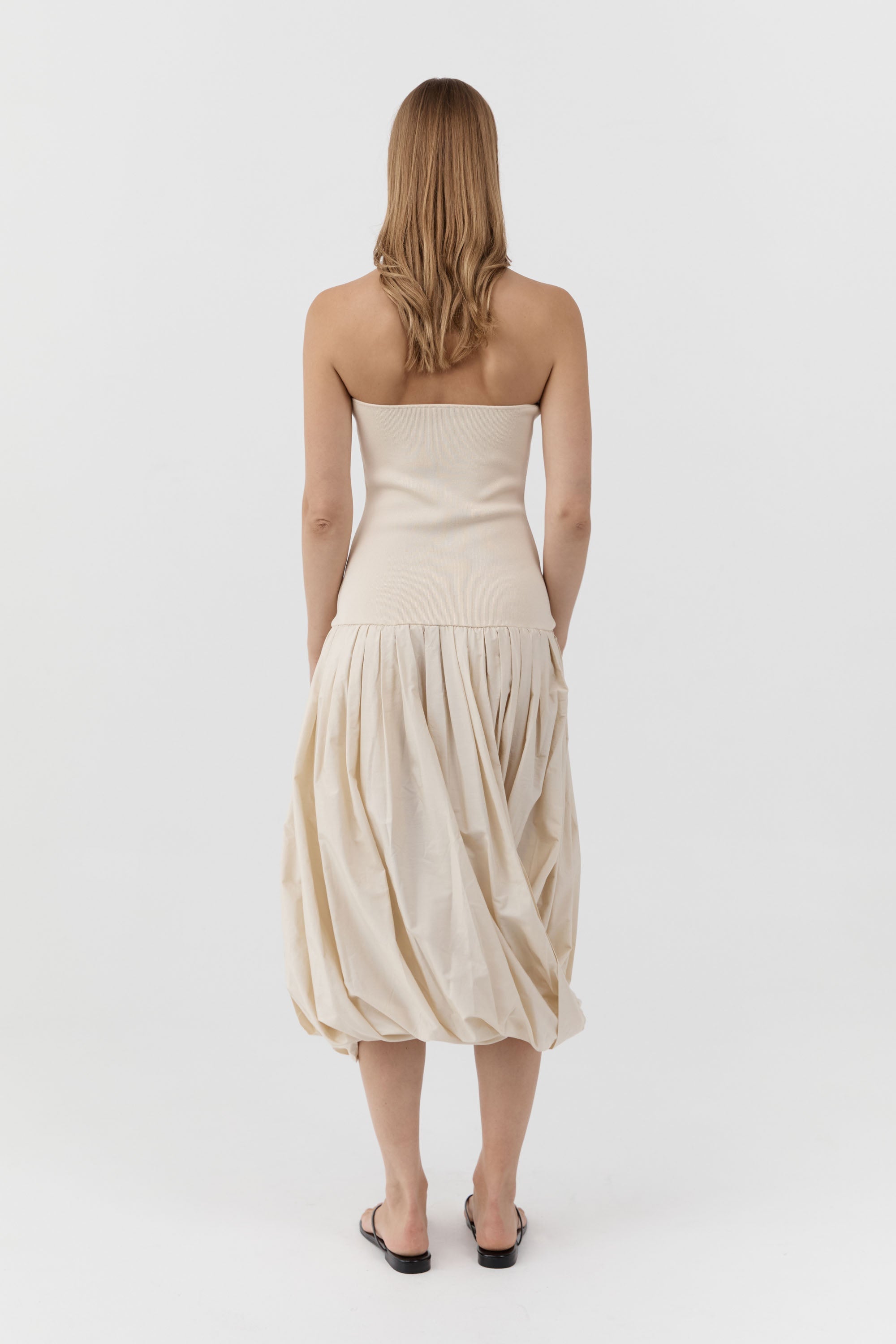 St Agni Raw Silk Asymm Balloon Dress in Cloud Cream - outfit inspiration