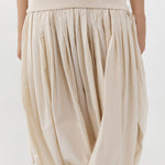 St Agni Raw Silk Asymm Balloon Dress in Cloud Cream - close up