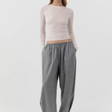 St Agni Relaxed Balloon Pants in Cobblestone - detail view