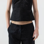 St Agni Silk Wool Jacquard Cami in Black - detail view