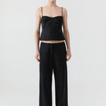 St Agni Silk Wool Jacquard Minimal Pants in Black - side view
