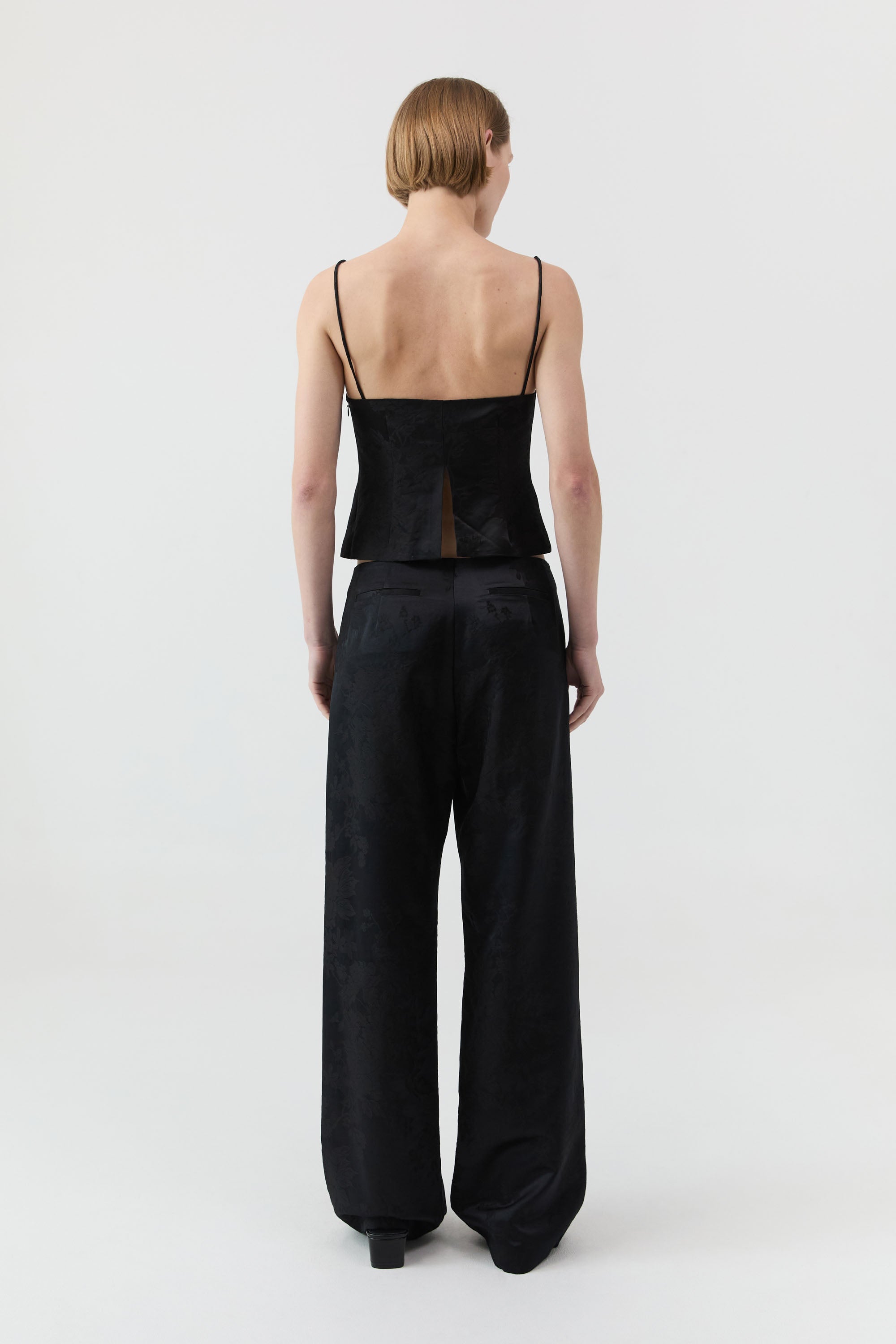 St Agni Silk Wool Jacquard Minimal Pants in Black - outfit inspiration