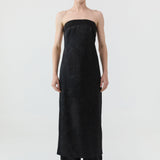 St Agni Silk Wool Jacquard Minimal Pants in Black - close up