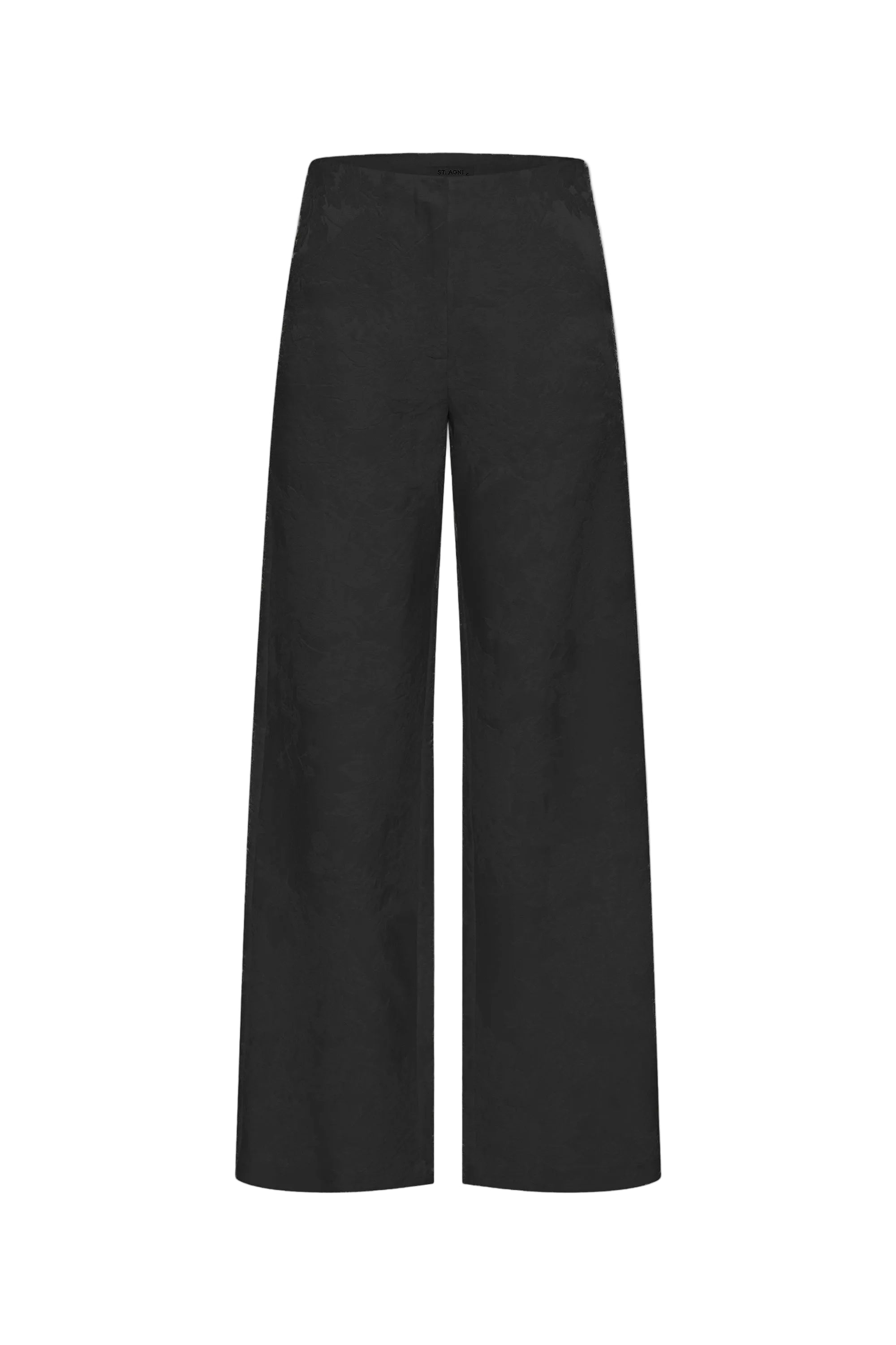 St Agni Silk Wool Jacquard Minimal Pants in Black