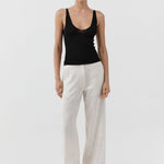 St Agni Silk Wool Jacquard Minimal Pants in Talco - side view