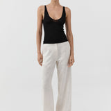 St Agni Silk Wool Jacquard Minimal Pants in Talco - side view
