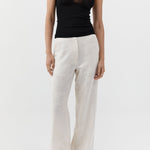 St Agni Silk Wool Jacquard Minimal Pants in Talco - detail view